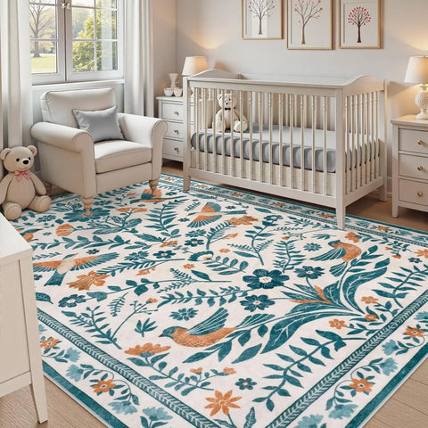 Navak Carpet Elegant Boho Purple Floral Bird-printed Carpet HOME Decor Living Room Sofa Rug Bedroom Bedside Soft Rug Kitchen Dining Floormat