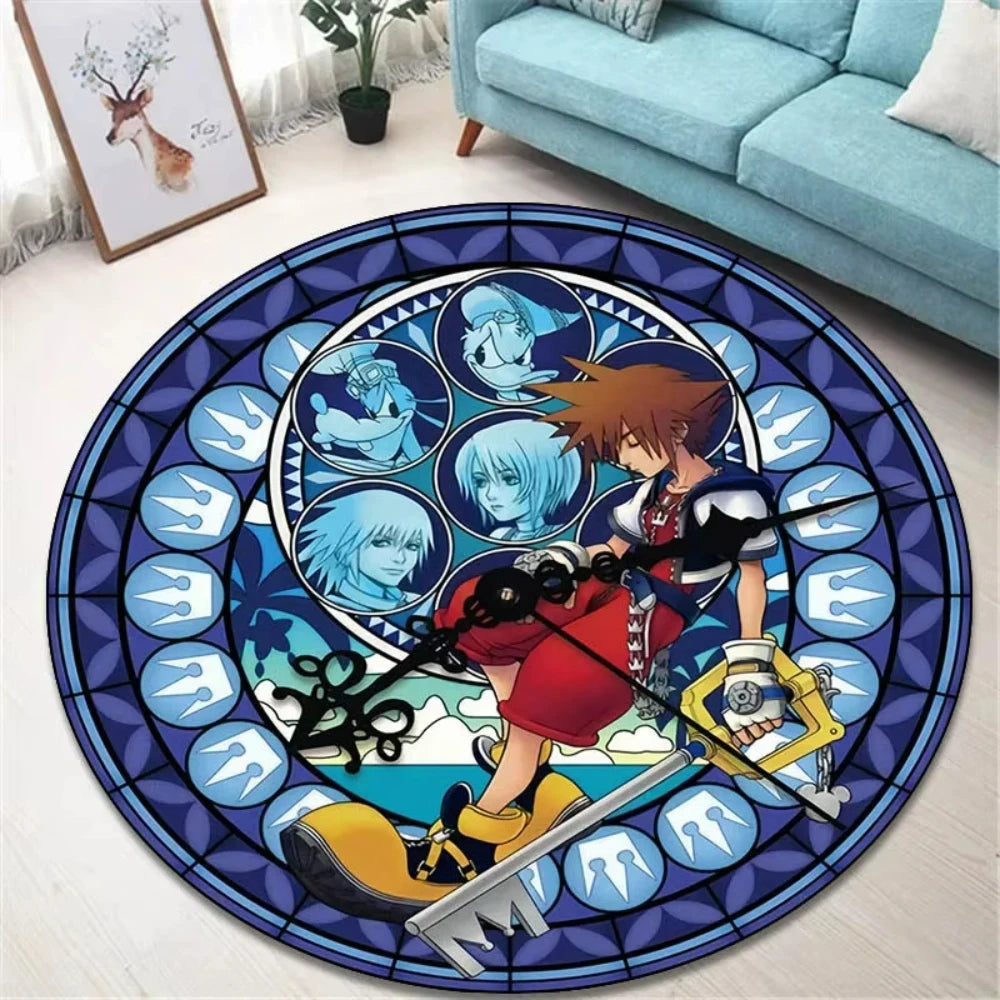Navak Carpet K-Kingdom Heart Themed Round Carpet for Living Room and Bedroom NonSlip Floor Mat Rug for Gaming Enthusiast Birthday Gift Idea