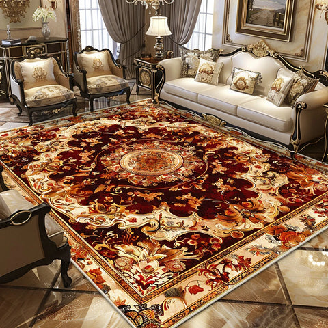 Navak Carpet Luxury Persian Retro Carpet European Decoration Easy Clean Non-slip Living Room Large Rugs Bedroom Cloakroom Washable Soft Mat