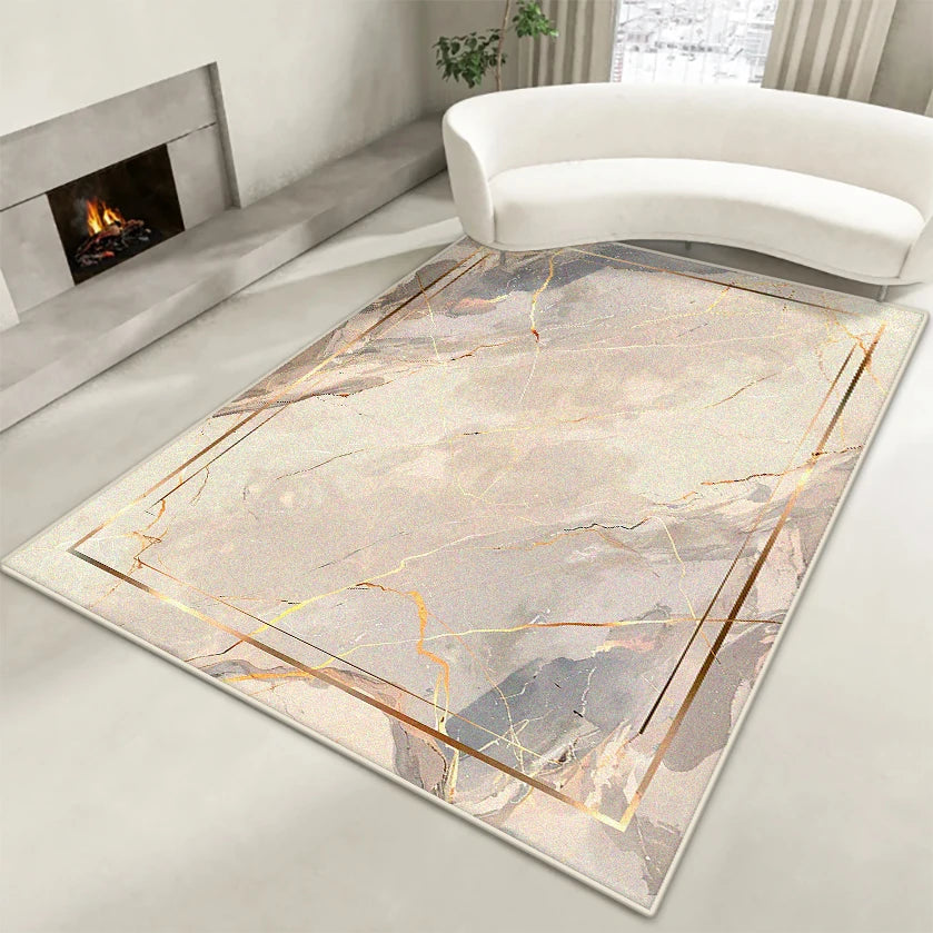 Navak Carpet Nordic Marble Style Carpet Modern Decoration Home Living Room Non-slip Washable Rug Bedroom Lounge Foldable Soft Plush Floor Mat