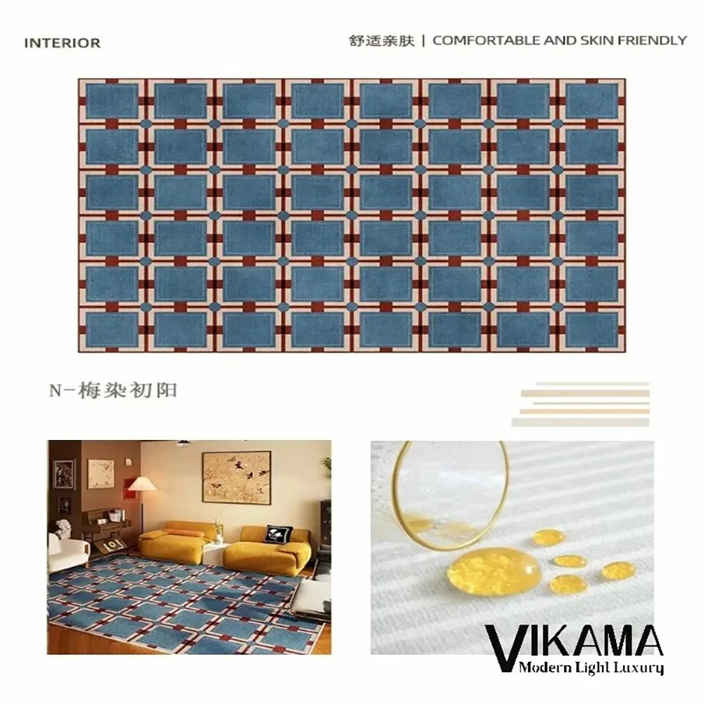 Navak Carpet Exclusive Picks Loop-Pile Carpet Light Luxurious Plaid Living Room Mat Bedroom Carpet Sofa Large Rug Non-Slip Washable Home Decor
