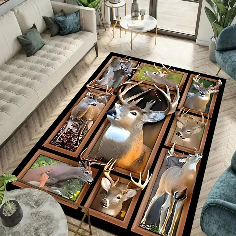 Navak Carpet 15 Sizes Flag Deer Pattern Rug Carpet for Living Room Bathroom Mat Creative Doormat Carpet for Bedroom Home Decor Alfombras Cool