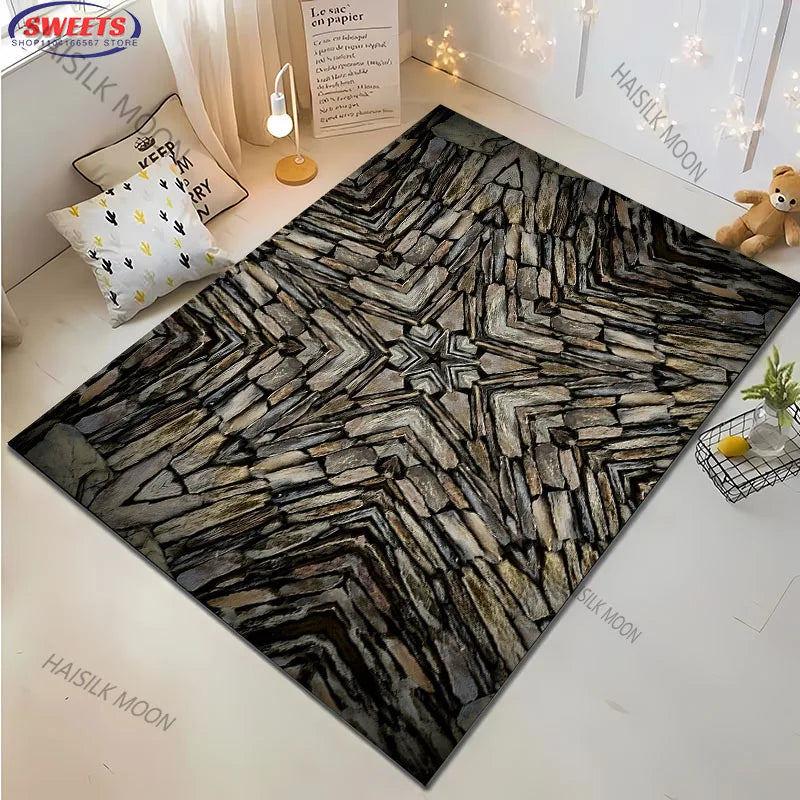 Navak Carpet 3D Stone & Floral Art Area Rug - Large Modern Carpet for Living Room, Bedroom or Office - Non-Slip Play Mat for Kids, Home Decor
