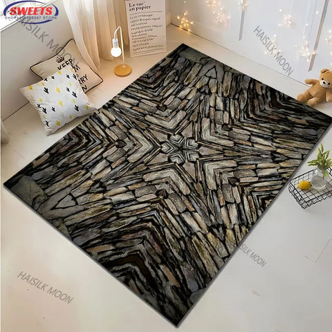 Navak Carpet 3D Stone & Floral Art Area Rug - Large Modern Carpet for Living Room, Bedroom or Office - Non-Slip Play Mat for Kids, Home Decor