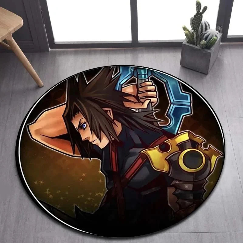 Navak Carpet Daily Picks DISNEY Kingdom Hearts Cartoon Pattern Area Rug Round Floor Mat Kid Living Room Carpet Bathroom Kitchen Doormat Decorate