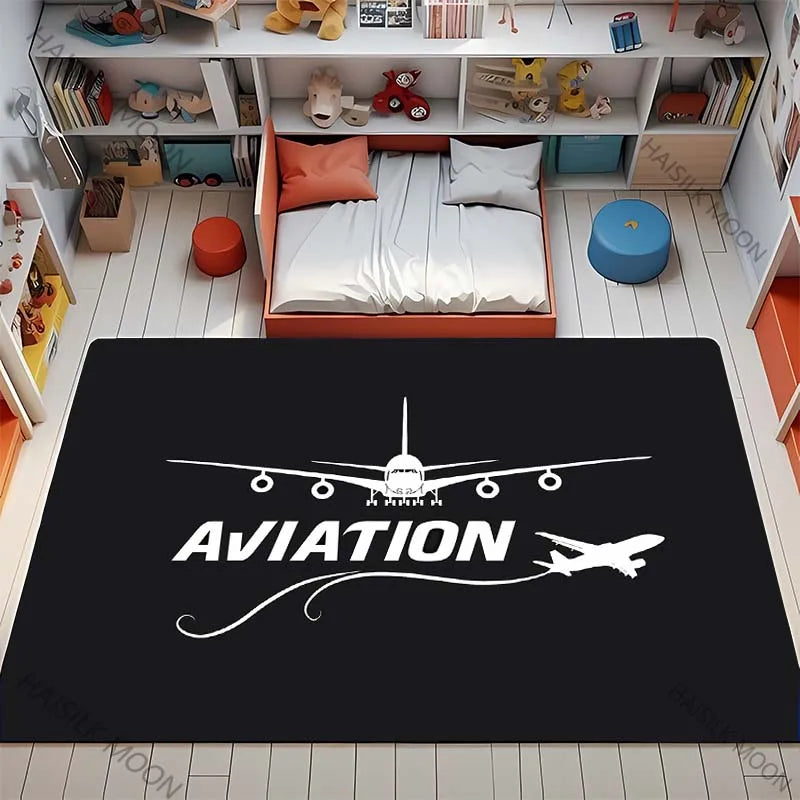 Navak Carpet 3D HD Aviation Theme Airplane Runway Printed Carpet! Anti-slip Sound Insulation, Living Room Bedroom Entrance Door Mat Sofa Rugs