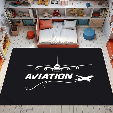 Navak Carpet 3D HD Aviation Theme Airplane Runway Printed Carpet! Anti-slip Sound Insulation, Living Room Bedroom Entrance Door Mat Sofa Rugs