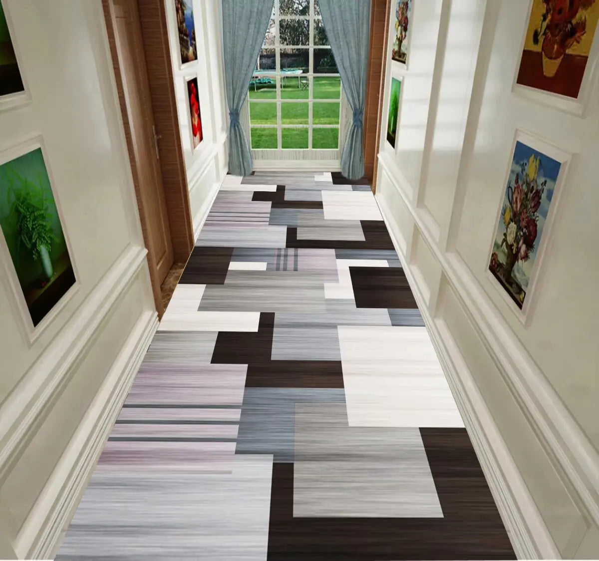 Navak Carpet Nordic Modern Villa Long Corridor Carpet Runner Hall Passageway Home Large Rugs Stairway Comfortable Durable Washable Floor Mat
