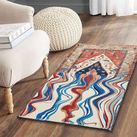 Navak Carpet Abstract Bohemian Imitation Cashmere Floor Rug Mat Entry Door Sofa Entry Door Entryway Decoration Carpet Non-Slip Cushion