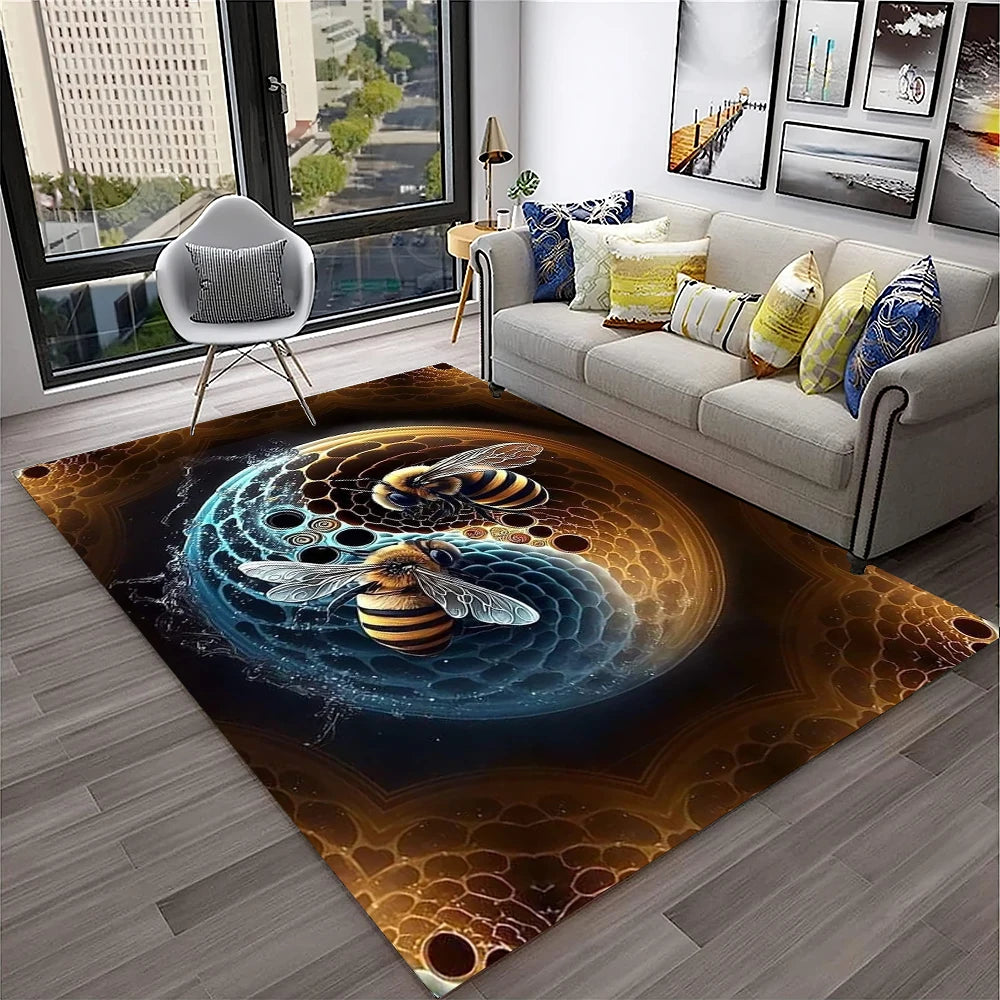 Navak Carpet Cute Bee HoneyBee Insect Cartoon 3D Carpet Rug for Home Living Room Bedroom Sofa Doormat Decor,kids Area Rug Non-slip Floor Mat