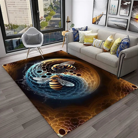 Navak Carpet Cute Bee HoneyBee Insect Cartoon 3D Carpet Rug for Home Living Room Bedroom Sofa Doormat Decor,kids Area Rug Non-slip Floor Mat