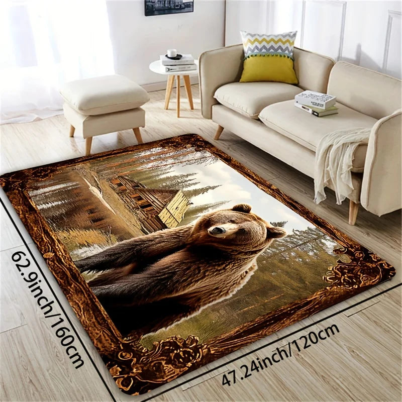 Navak Carpet Exclusive Picks Brown Bear Beast Pattern Carpet, Soft Non-Slip Home Decor Living Room Rug, Room Carpet, Bathroom Kitchen Foot Mat