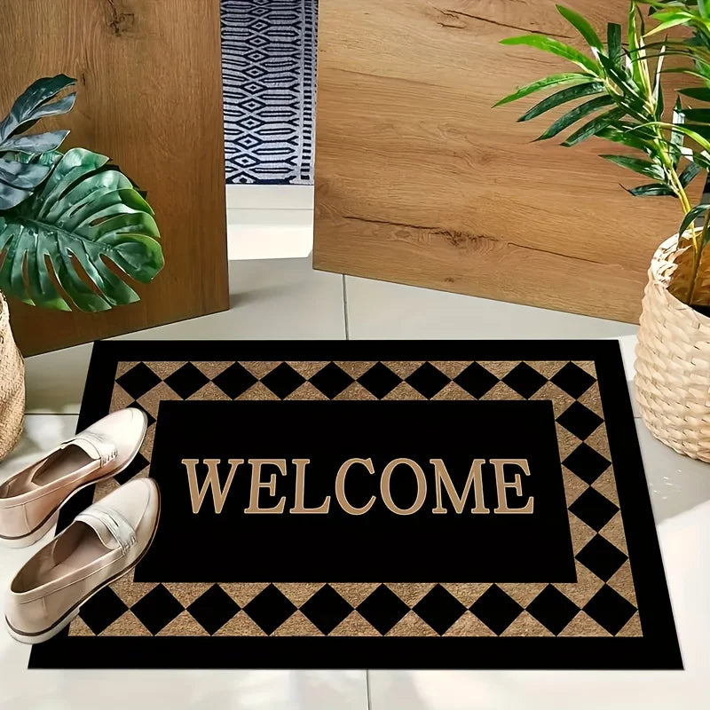 Navak Carpet Geometric Rhombus Pattern Welcome Door Mat Balcony Hallway Laundry Room Rug Living Room Kitchen Bedroom Entry Non-slip Floormat