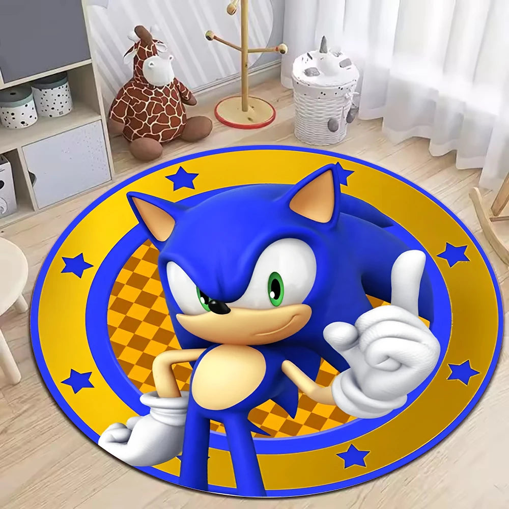 Navak Carpet Daily Picks Blue Hedgehog Creative Round Rug for Living Room Decor Bedroom Bedside Soft Carpet Sofa Mat Gaming Room Swivel Chair Mat