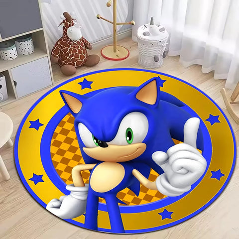Navak Carpet Daily Picks Blue Hedgehog Creative Round Rug for Living Room Decor Bedroom Bedside Soft Carpet Sofa Mat Gaming Room Swivel Chair Mat