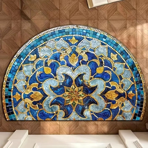 Navak Carpet Non Slip Half Round Doormat Flower Floral Absorbent Welcome Rugs Washable Door Mat Entrance Mat Indoor Outdoor
