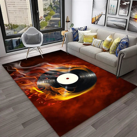 Navak Carpet 3D Retro Vinyl Record Music Art Carpet Rug for Home Living Room Bedroom Sofa Doormat Decor,Kid Play Area Rug Non-slip Floor Mat