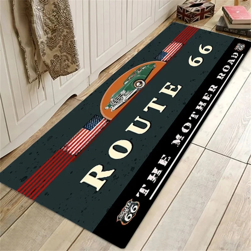 Navak Carpet Route 66 Design Kitchen Floor Mat Entrance Doormat Home Decor Carpet for Living Room Bedroom Rugs Bathroom Non-slip Mat Foot Pad