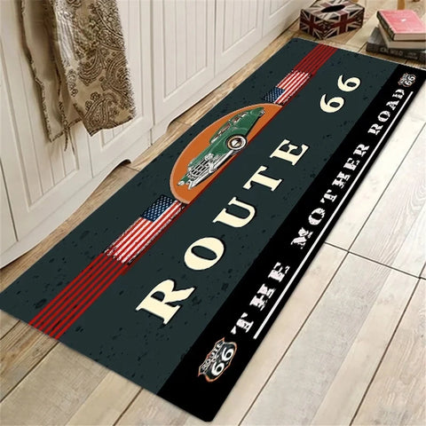 Navak Carpet Route 66 Design Kitchen Floor Mat Entrance Doormat Home Decor Carpet for Living Room Bedroom Rugs Bathroom Non-slip Mat Foot Pad