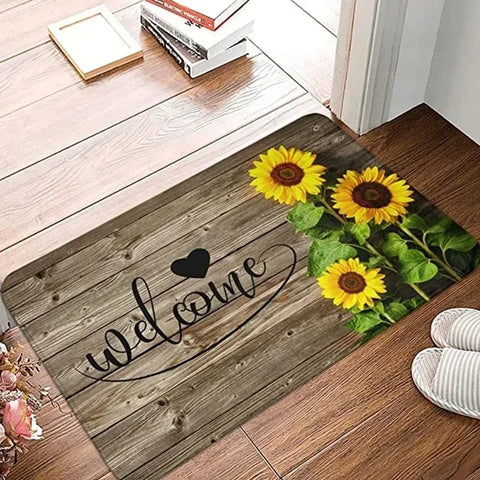 Navak Carpet Sunflower Entrance Welcome Door Mat Flowers Bedroom Bedside Decor Carpet Non-slip Bathroom Kitchen Foot Rugs for Indoor Home