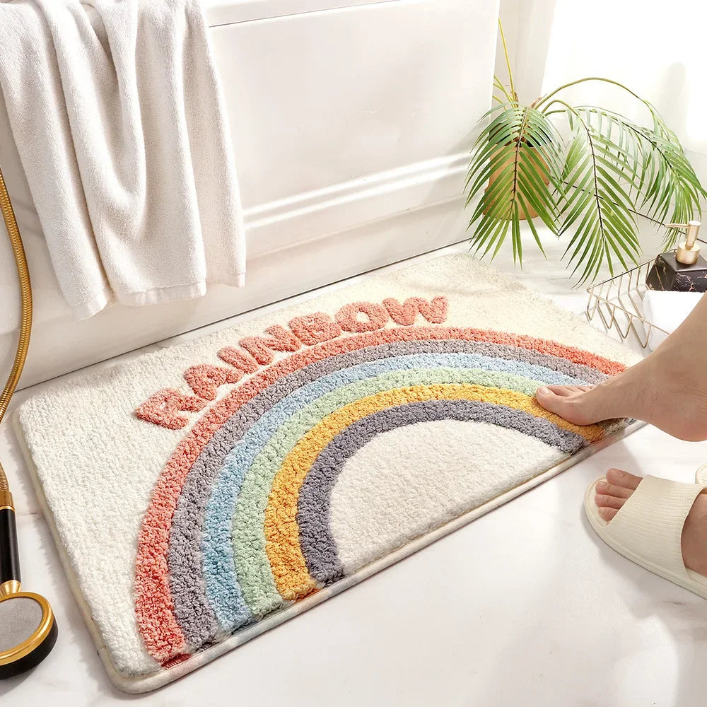 Navak Carpet Cartoon Imitation Cashmere Bathroom Mats Entry Door Quick Drying Absorbent Rugs Non-Slip Thickened Bedroom Carpets Household