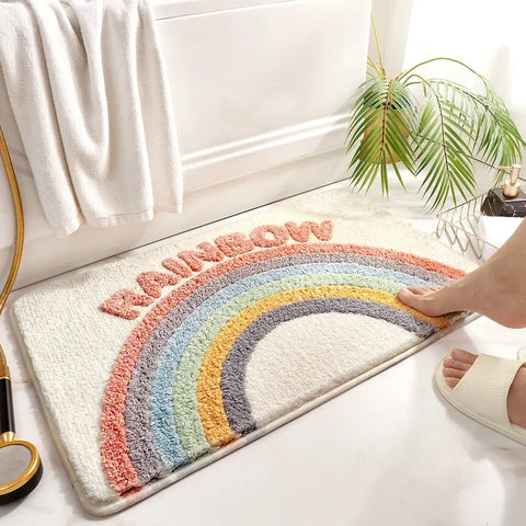 Navak Carpet Cartoon Imitation Cashmere Bathroom Mats Entry Door Quick Drying Absorbent Rugs Non-Slip Thickened Bedroom Carpets Household