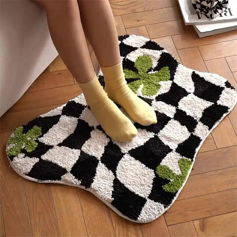 Navak Carpet Plaid Irregular Kitchen Rugs Soft Fluffy Tufting  Carpet Rugs Non-Slip Abosrbent Bathroom Floor Mat Bedroom  Toilet Door Carpet