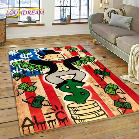 Navak Carpet Game Dollar Monopoly Cartoon Carpet Cute Money Rug For Living Room Bedroom Home Bathroom Floor Mat Non-slip Decoration Sofa