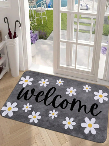 Navak Carpet Simple White Floral Printed Rug Non-slip Mat Indoor Kitchen Mats for Entrance for Living Room Kitchen Bedroom Farmhouse Carpet