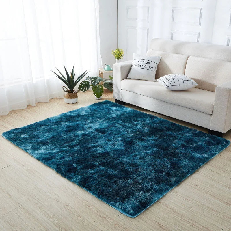 Navak Carpet Soft Long Plush Bedroom Rug Living Room Fluffy Gradient Carpet Mats Tie Dyeing Floor Carpets Bay Window Home Decor Rugs