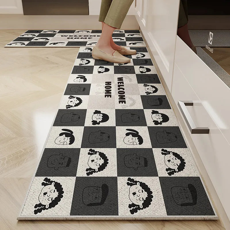 Navak Carpet Exclusive Picks 1/2PC Cartoon Easy To Manage Kitchen Floor Mat Home Long Crystal Velvet Carpet Dirt Resistant and Non-Slip Floor Mat