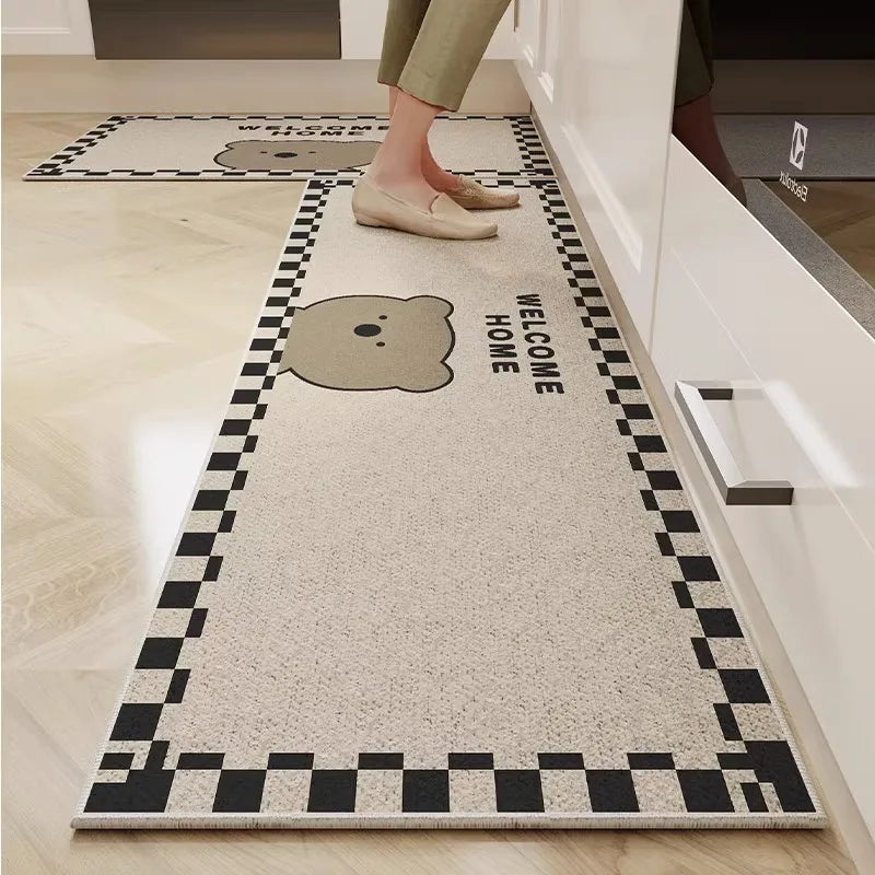 Navak Carpet Exclusive Picks 1/2PC Cartoon Easy To Manage Kitchen Floor Mat Home Long Crystal Velvet Carpet Dirt Resistant and Non-Slip Floor Mat