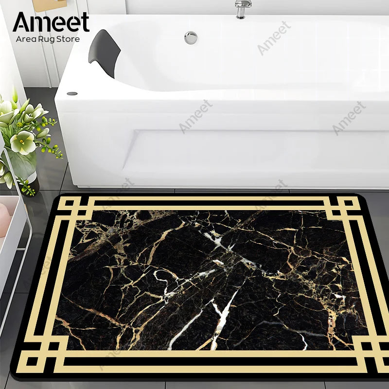 Navak Carpet Super Absorbent Floor Bath Mat Bathroom Shower Anti-slip Carpet Quick Dry Rubber Door Mat Nordic Luxury Marble Rug Home Decor