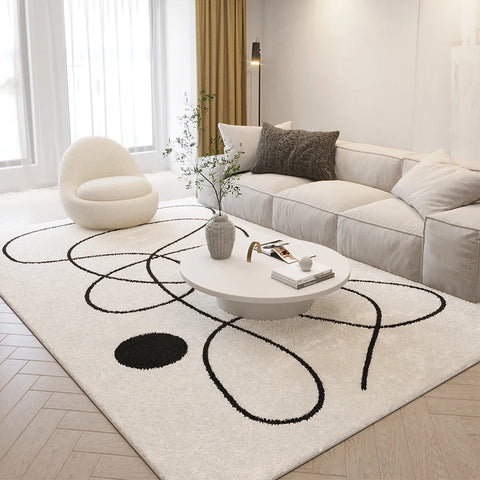 Navak Carpet Nordic Style Living Room Decoration Plush Carpet Abstract Art Design Rugs for Bedroom Simple Line Soft Rug Home Thick Floor Mat