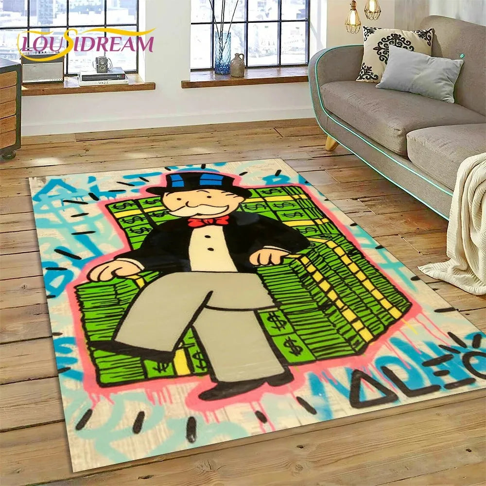 Navak Carpet Game Dollar Monopoly Cartoon Carpet Cute Money Rug For Living Room Bedroom Home Bathroom Floor Mat Non-slip Decoration Sofa