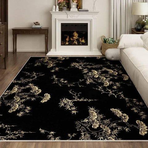 Navak Carpet Luxurious Black White Area Rug Large Non-Slip Living Room Carpet Washable Easy Care Comfortable Bedroom Decorative Floor Mat