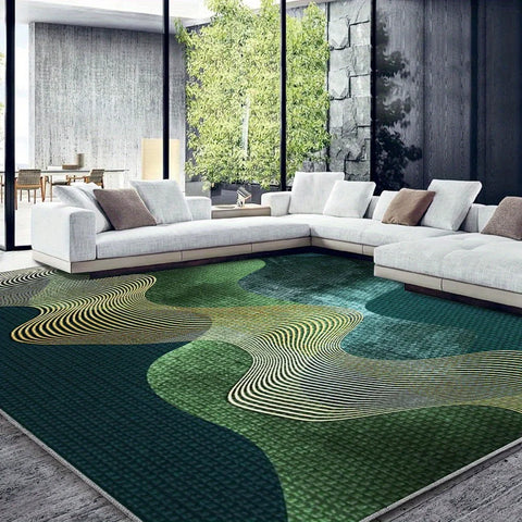 Navak Carpet Modern Wave Pattern Green Carpet - Non-slip Soft Carpet for Living Room Bedroom - Eco-friendly Home Decor (Multiple Sizes)"
