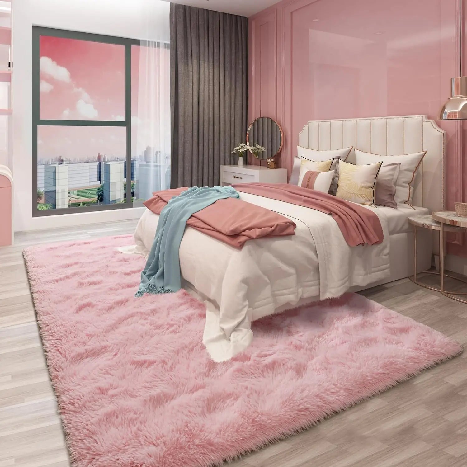 Navak Carpet Silk Wool Carpet Living Room Plush Rug Bed Room Floor Fluffy Mats Non-slip Home Decor Soft Velvet Carpet Kids Room Blankets