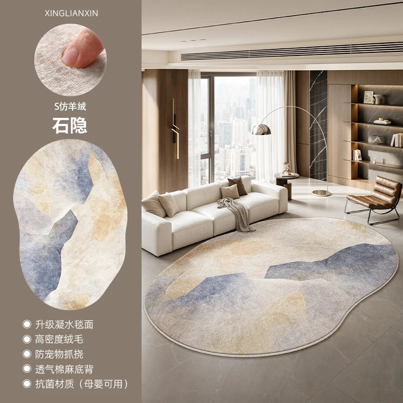 Navak Carpet Light Luxury Bedroom Decor Marble Carpet Irregular Shape Carpets for Living Room Fluffy Soft Plush Rug Home Non-slip Floor Mat