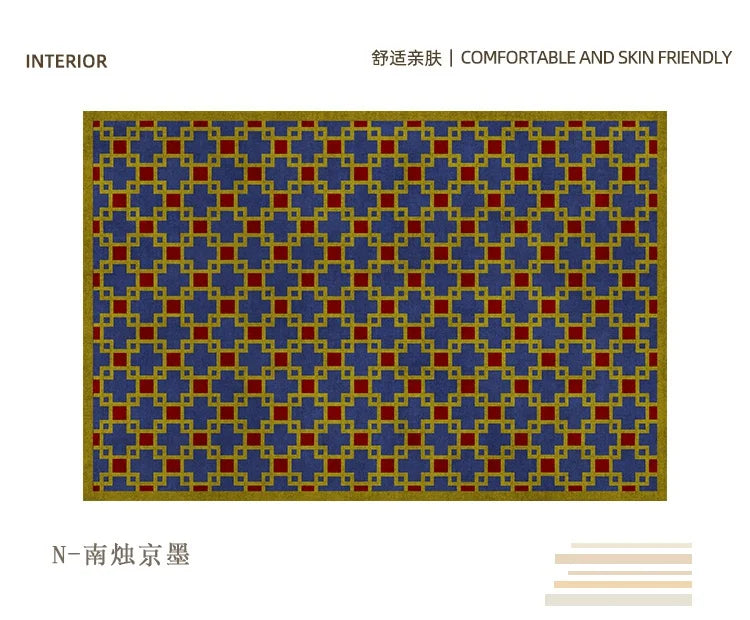 Navak Carpet Retro Luxury Rugs for Bedroom Thick Plush Bedside Rug Large Area Living Room Decoration Checkerboard Carpet Home Fluffy Soft Mat