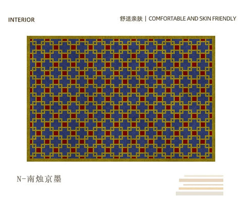 Navak Carpet Retro Luxury Rugs for Bedroom Thick Plush Bedside Rug Large Area Living Room Decoration Checkerboard Carpet Home Fluffy Soft Mat