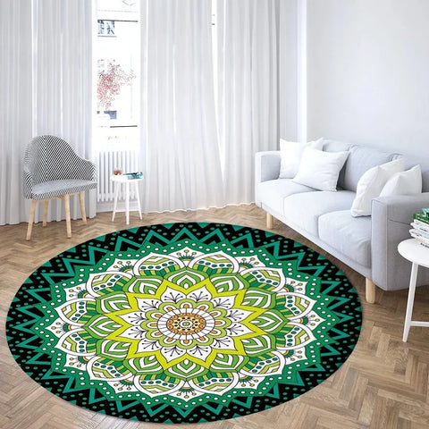 Navak Carpet Psychedelic Mandala Printed Round Carpet for Living Room Bedroom Mat Easy To Clean Festive Atmosphere Decorated Home Decor Rug