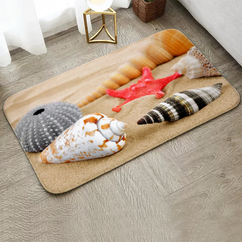 Navak Carpet Fun Starfish Shark Beach Ocean Elements Welcome Floor Mat Entrance Doormats Kitchen Rug Home Decor Anti-slip Washable Carpet