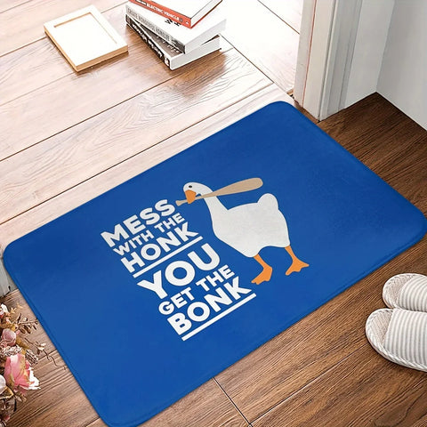 Navak Carpet Goose Game Style Non-Slip Polyester Doormat - "Mess with The Honk" Bath and Living Room Rug, Indoor/Outdoor Entryway Mat