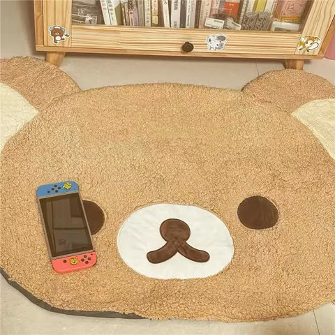 Navak Carpet Cartoon Rilakkumas Plush Rug Kawaii Korilakkuma Bear Soft Floor Mat Bedroom Chair Bedside Lounge Rug Bathroom Doormat Home Decor