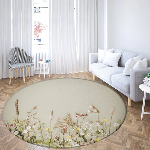 Navak Carpet Home Living Room Bedroom Bathroom Floor Mat Printing Decorative Carpet Flower and Bird  Round  Peony Rose