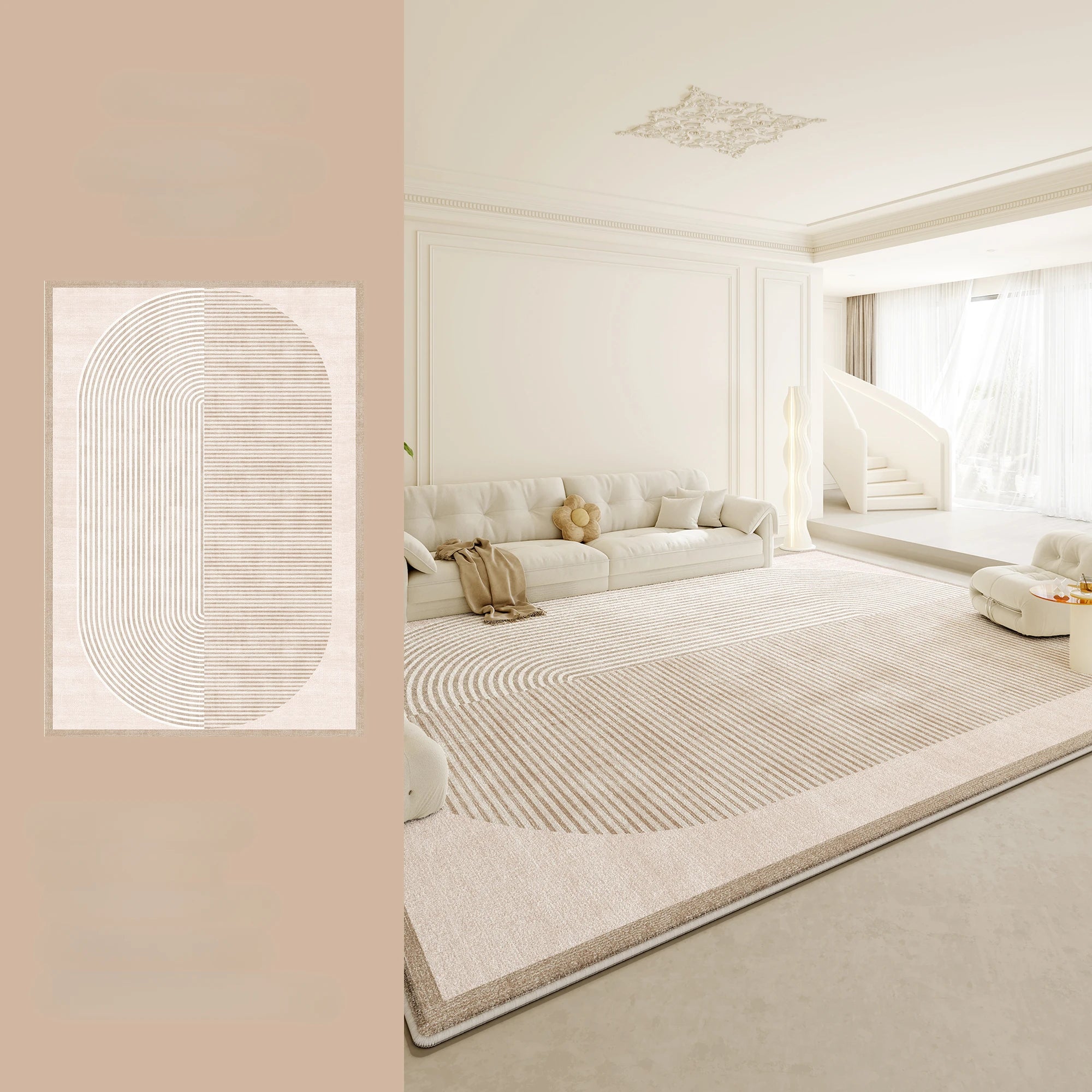 Navak Carpet Large Area Rugs for Bedroom Cream Style Living Room Decoration Plush Carpet Home Fluffy Soft Rug Thick Anti-slip Study Floor Mat