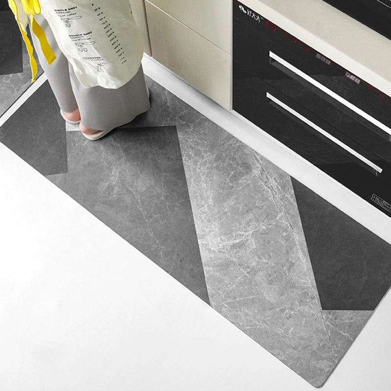 Navak Carpet Kitchen Floor Mat Waterproof Non-slip Oil-resistant Leather Carpet PVC Gray Imitation Marble Geometric Rug Home Decoration Mat
