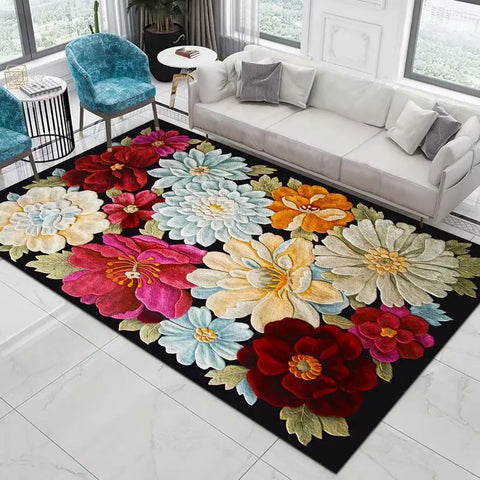 Navak Carpet Home Decor Entrance Door Mat Flower Rose Peony Pastoral 3D Printed Carpet Living Room Rugs Furry Mat Carpet Bedroom Decoration