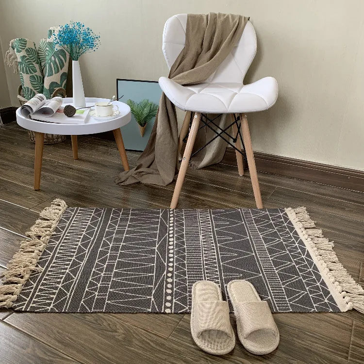 Navak Carpet Nordic Cotton and Linen Carpet Home Living Room Sofa Coffee Table Blanket Bedroom Bedside Floor Mat Door Mat Machine Washable